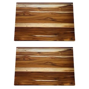 Kit 2 Tábuas de Corte Carne Teca 60x40cm Canaleta Churrasco