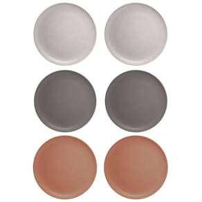 6 Pratos Rasos para Servir 27cm Fibra Pinho PP Salgados Doce