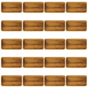 Kit 20 Bandejas Madeira Teca Petisqueira 20x10cm Bar Restaur