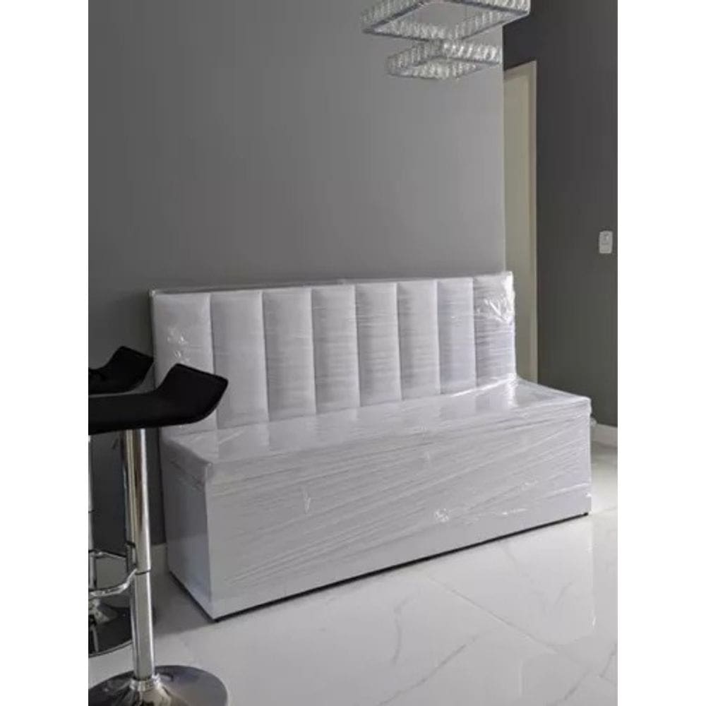 Conjunto Canto Alemão Baú Encosto Ripado Corino 110x45cm