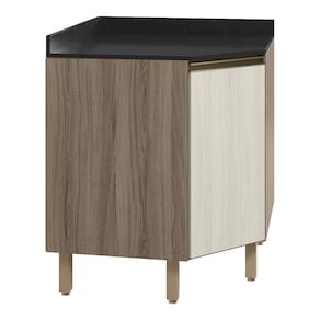 Balcao Canto Obliquo Tampo MDF Kali 12222 Carvalho Toq Bianco Toq Nicioli