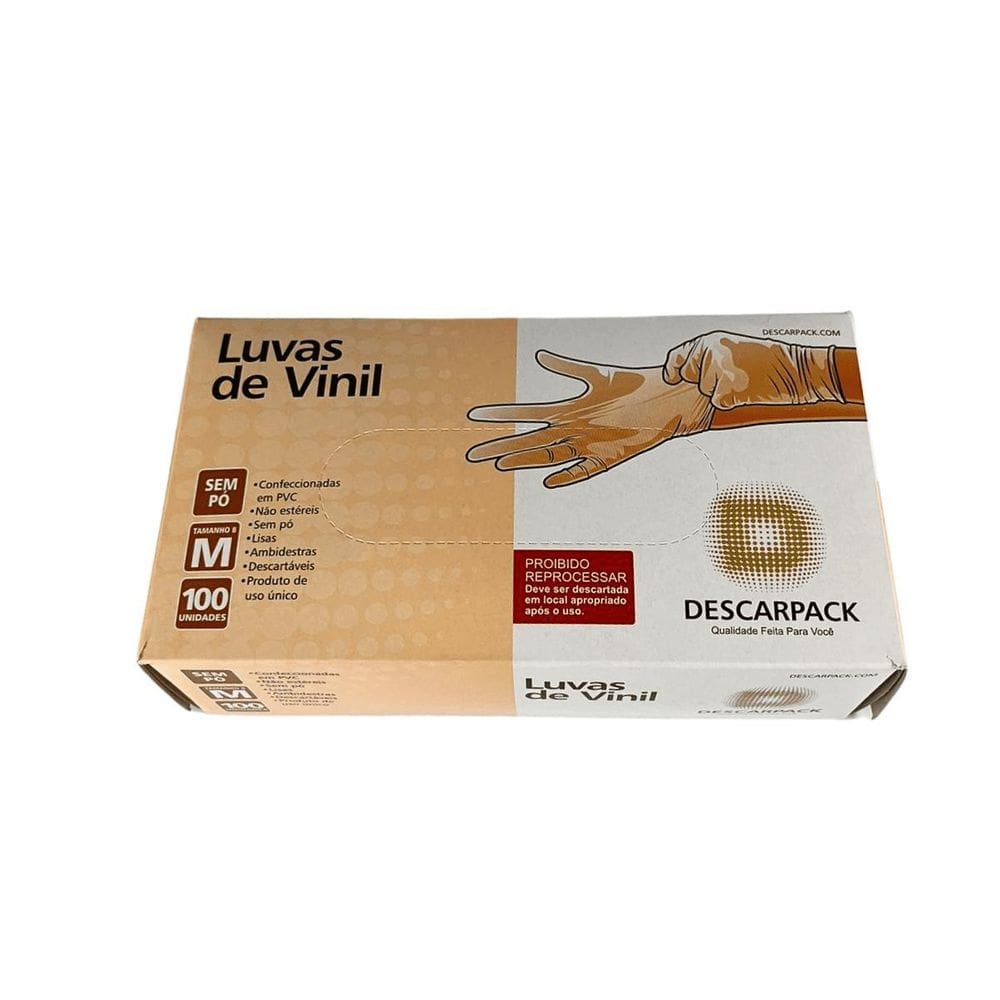 Luva De Vinil Transparente Descart. S/Pó Descarpack 200Un G