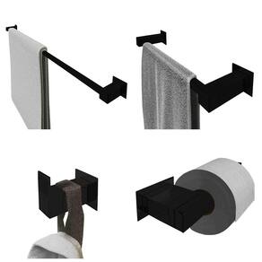 Kit Toalheiro 80Cm Inox Banheiro 4 Pçs Polido Ou Preto Fosco