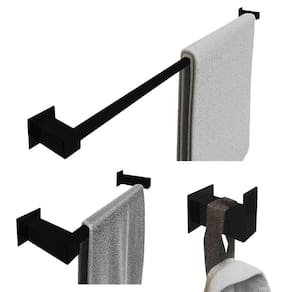 Kit Toalheiro 70Cm Inox Banheiro 3 Pçs Polido Ou Preto Fosco