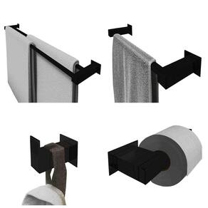 Kit Toalheiro Duplo 60Cm Inox 4 Pçs Polido Ou Preto Fosco