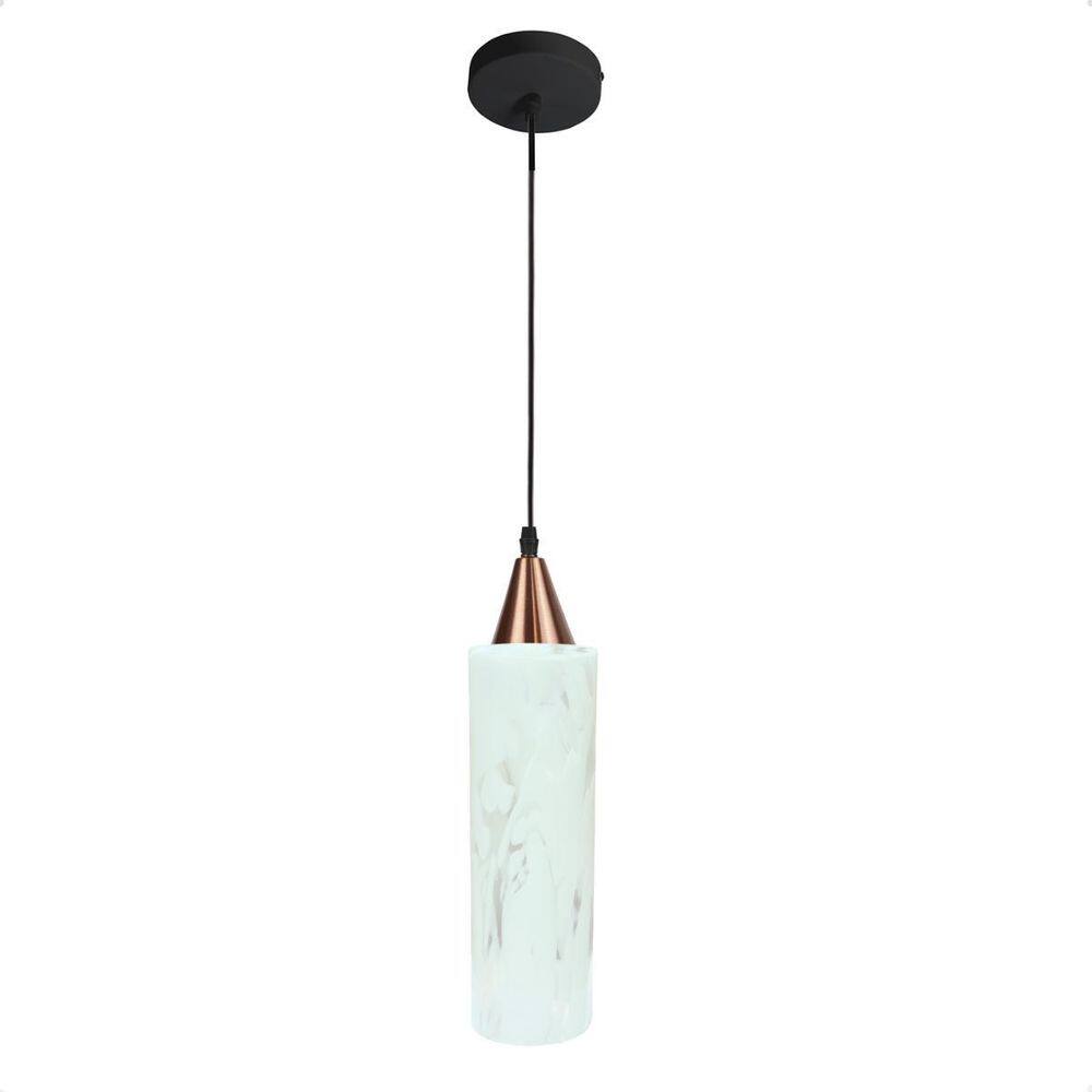 Pendente Anne Murano Leitoso Transparente E27 Bivolt Cobre