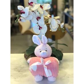 Kit Baby Manta/Bichinho Pelucia Microfibra .Coelho Rosa