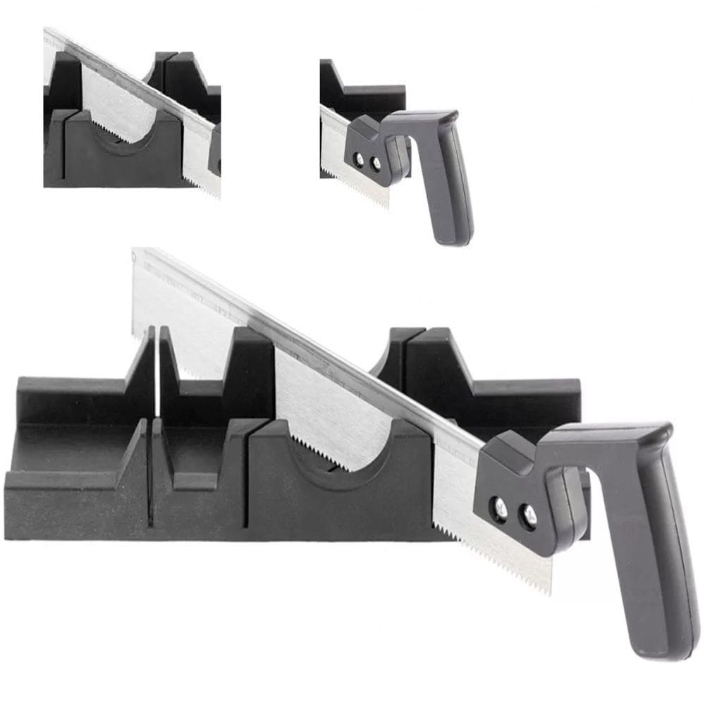 Kit Gabarito Caixa Meia Esquadria Manual Com Serra Plastica Corta Em Angulos 300Mm Carpinteiro Profissional