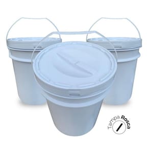 Balde Para Guardar Brinquedos 20L E Tampa Rosca - Kit 11 Pçs