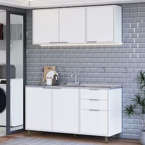 Cozinha Compacta Helena 120 Cm Helena 6 Portas 2 Gavetas Branco Neve - Panorama Móveis