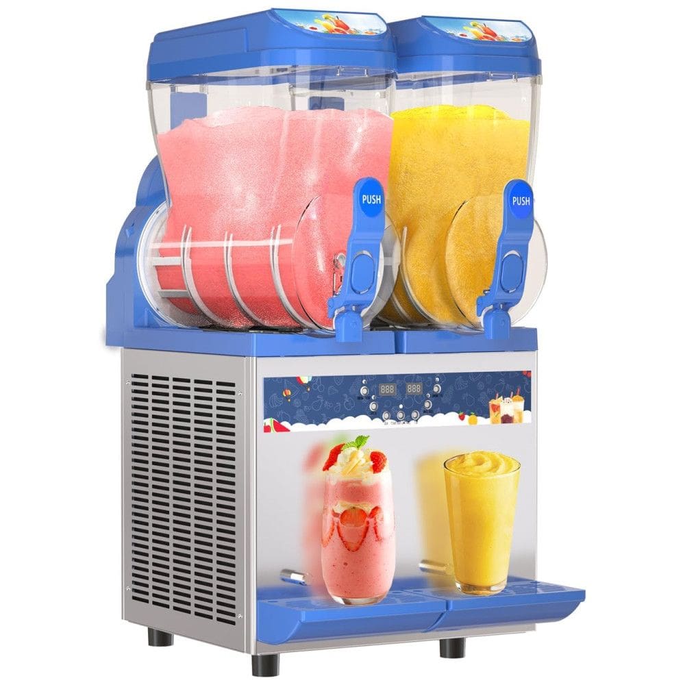 Máquina de Raspadinha Comercial,1000W, Tanques de 30L,Máquina de Slushie em Aço Inoxidável 304,Resfriamento Eficiente, Ideal para Bares,