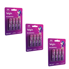 Kit Com 3 Cartelas De Pilhas Recarregaveis Aa 2500mah C/4 Elgin 82173