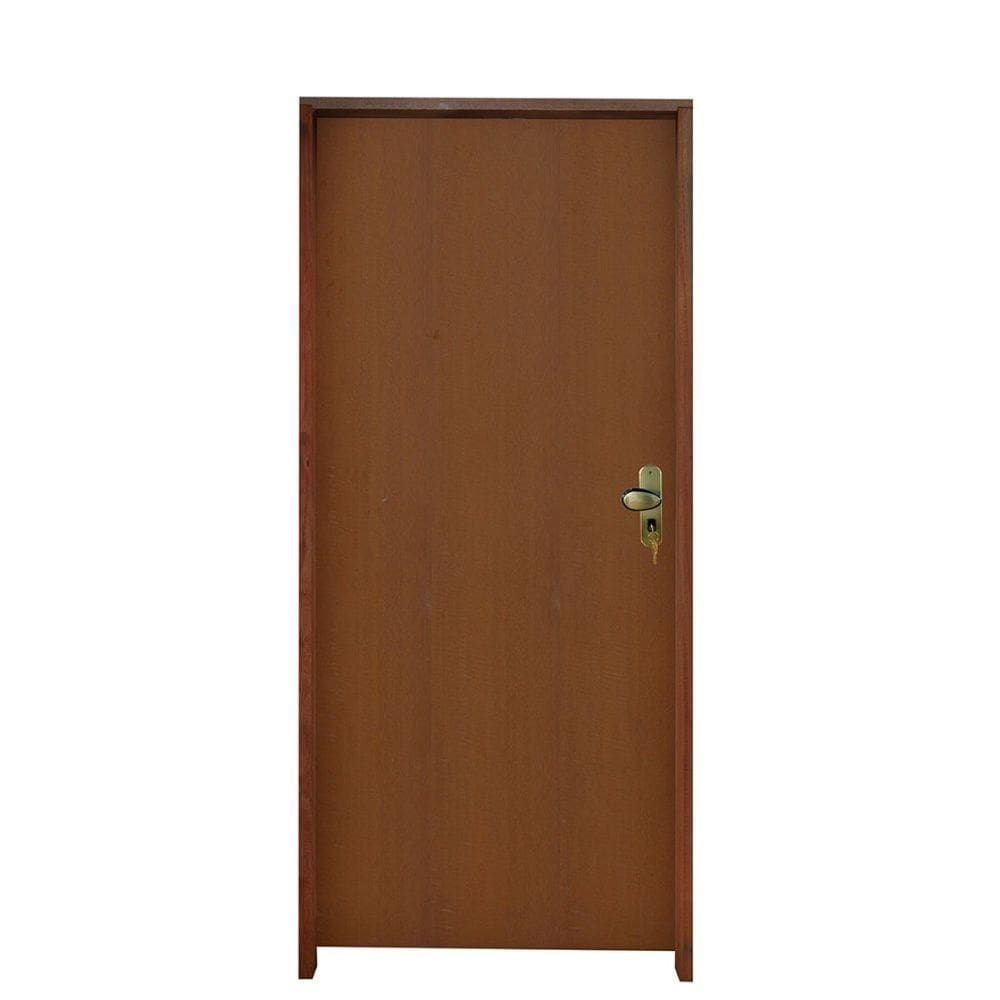 Kit Porta Madeira Lisa Padrão Imbuia 62 X 2.10 Batente Tauari 14cm Fechadura Externa Lado Esquerdo ? Hale