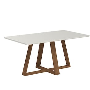 Mesa de Jantar 180cm Retangular com Vidro Avena Canella/Off White Fosco