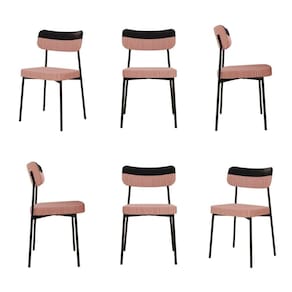 Kit com 6 Cadeiras para Sala de Jantar Mona Yescasa Rosa/Preto