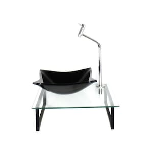 Kit Cuba de Vidro 10cm Tampo 40cm com Suporte Torneira Valvula Preta
