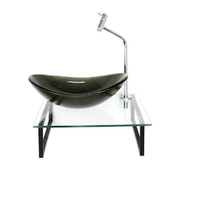 Kit Cuba de Vidro Oval 10cm com Tampo 40cm e Suporte Ouro Envelhecido