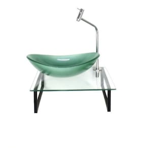 Kit Cuba de Vidro Oval 10cm com Tampo 40cm e Suporte Verde Oliva