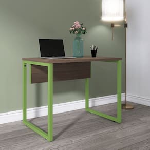 Mesa para Escritório Industrial 90cm Pe25 Walnut/Verde Miró