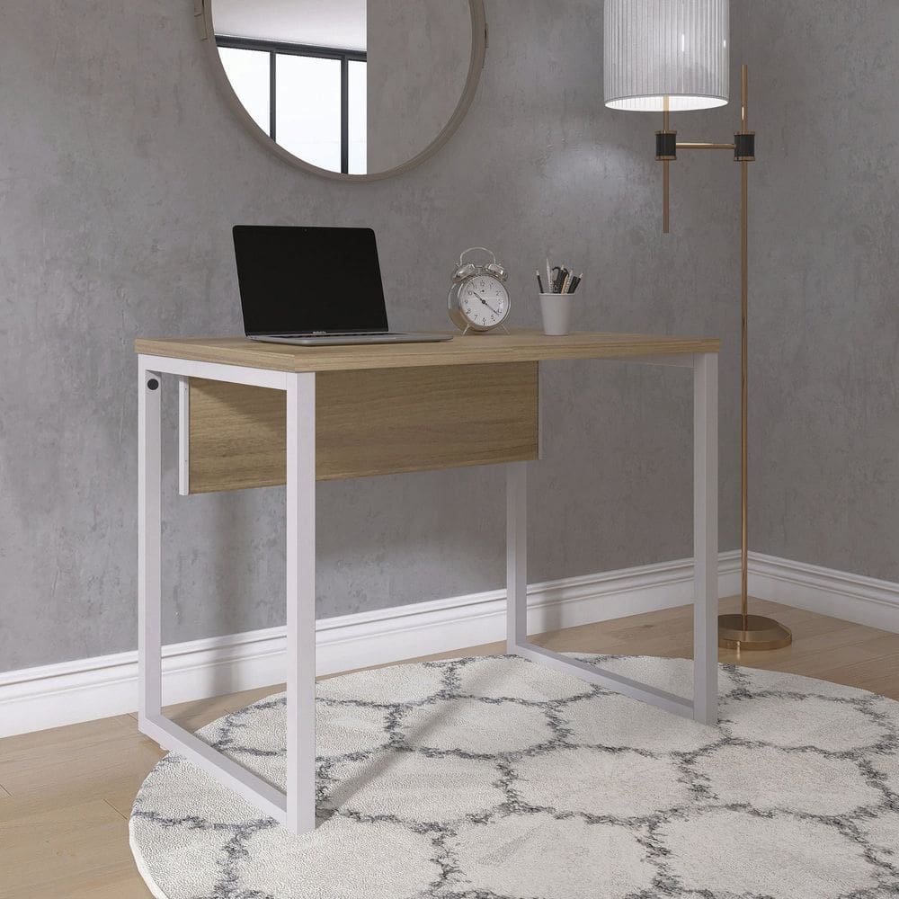 Mesa para Escritório Industrial 90cm Pe25 Noce Naturalle/Cinza