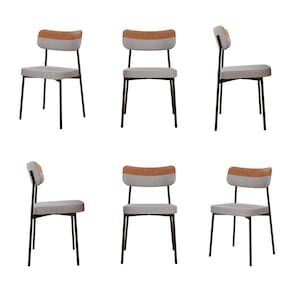 Kit com 6 Cadeiras para Sala de Jantar Mona Yescasa Cinza Claro / Caramelo