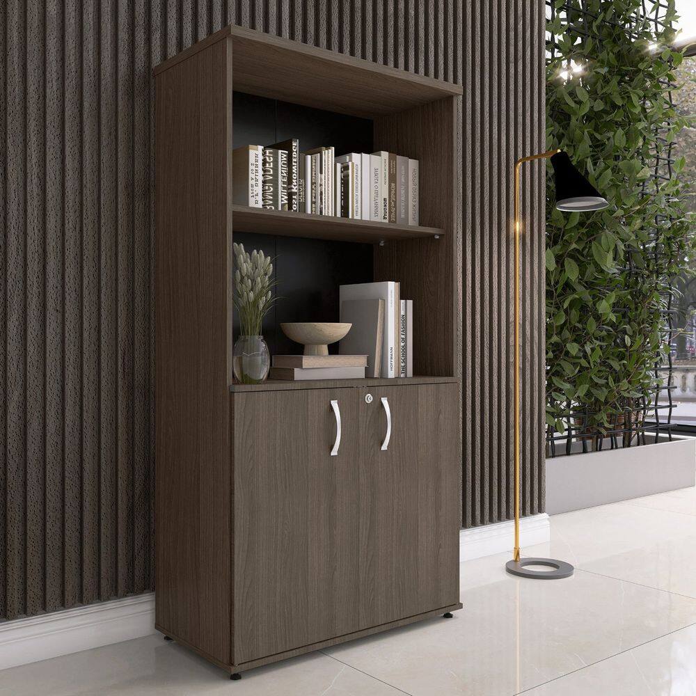Armário para Escritório Misto 02 Portas Pivotante Walnut