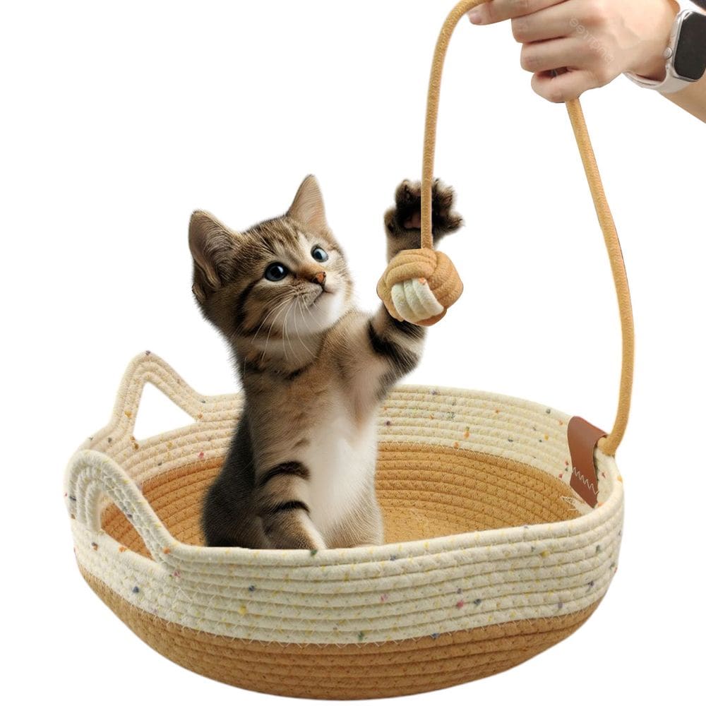 Cama De Gato Arranhador Ninho Cestinho Pet Brinquedo Bolinha Animais Estimaçao Confortavel