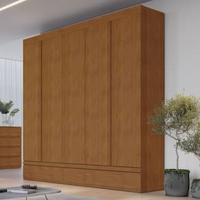 Guarda Roupa 5 Portas 100% Mdf Urbano Cedro