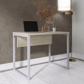 Mesa para Escritório Industrial 90cm P25 Castanheira/Cinza