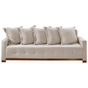 Sofá Cama Feeling Casal 4 Lugares e 5 Almofadas 210cm Innove Cor Linho Cru