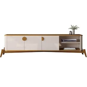 Rack Buriti 195cm para TV até 70 Polegadas 3 Portas JB Bechara Cor Off White Nature