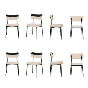 Kit com 8 Cadeiras para Sala de Jantar Mona Yescasa Areia Corriente /Preto