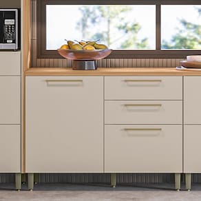 Balcao de Cozinha 1,2m Atena com Tampo Jequitibá/Off White Fosco