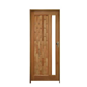 Kit Porta Couro Em Pé Com Visor 82 X 2.10 Batente 14 Cm Fechadura Externa Lado Esquerdo -Rodam