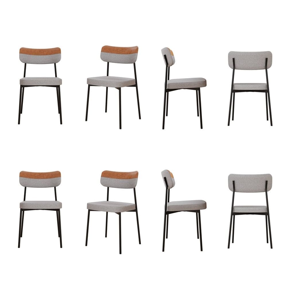Kit com 8 Cadeiras para Sala de Jantar Mona Yescasa Cinza Claro Corriente /Caramelo