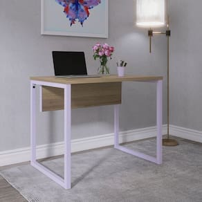 Mesa para Escritório Industrial 90cm Pe25 Noce Naturalle/Lilias