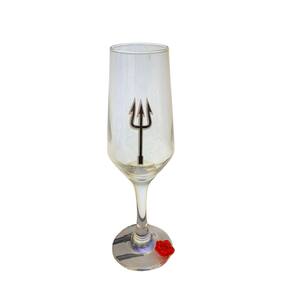 Taça Pomba Gira Tridente Adesivo com Rosa Vm Champagne 186ml