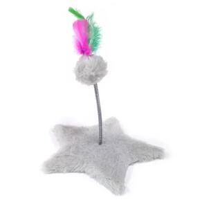 Arranhador Cinza De Gato Estrela Mola Bolinha Pelucia
