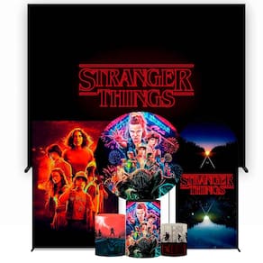 Super Kit de Painéis de Festa Stranger Things Painel Redondo 1,50 e Retangular Várias Medidas - Fera Print