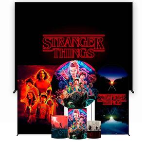 Super Kit de Painéis de Festa Stranger Things Painel Redondo 1,30 e Retangular Várias Medidas - Fera Print