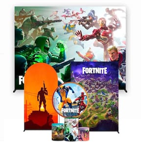 Super Kit de Painéis de Festa Fortnite Painel Redondo 1,50 e Retangular Várias Medidas - Fera Print