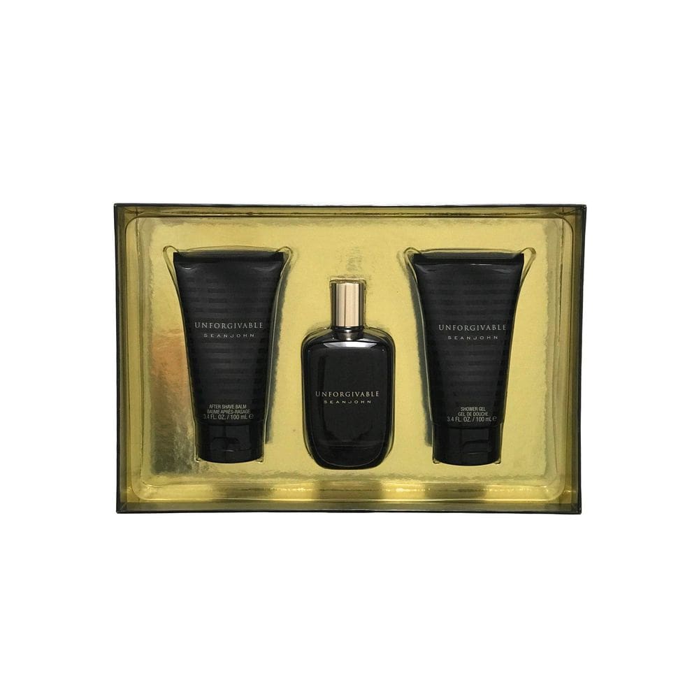 Conjunto de perfumes Sean John Imperdoável para homens 125 ml EDT + 100 ml de gel de banho + 100 ml de bálsamo pós-barba
