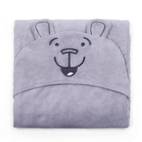 Manta Com Capuz Buettner Microfibra Infantil Teddy 90cmx90cm Cinza Claro