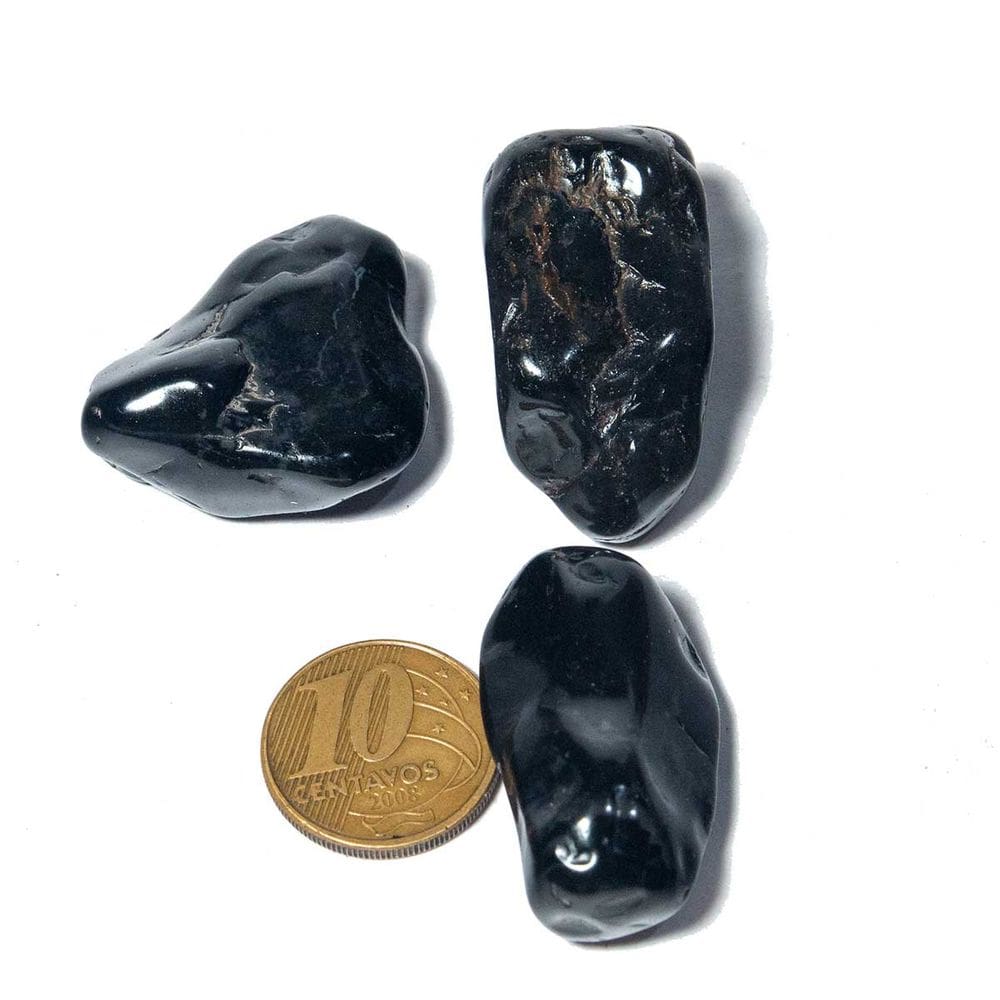 03 Unid Onix Preto Rolado Pedra Polido M 23mm Classe A