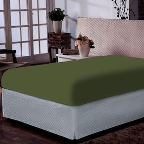 Lençol Portallar Casal Com Elástico Malha 100% Algodão Premiun Classic Verde Pedra