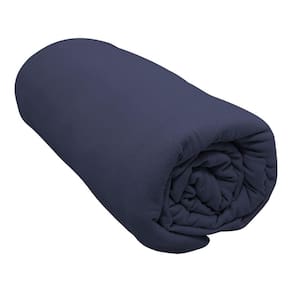Lençol Com Elástico Casal Portallar Malha 100% Algodão Liso Linha Casa Azul Profundo