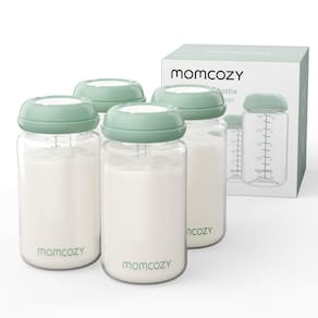 Mamadeira Momcozy Natural 300 ml de pescoço largo, sem BPA, 4 unidades