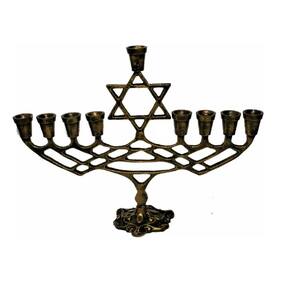 Candelabro 9 Velas - Menorá - Hanukkah Chanukiá Envelhecido