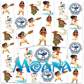 Tatuagens temporárias Disney Moana 72 unidades para crianças