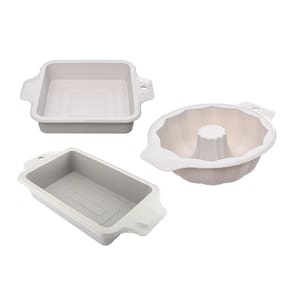 Kit 3 Formas Flexível de Silicone Para Pães Pudim Bolo
